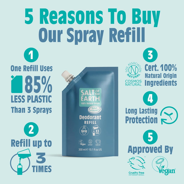 Salt of the Earth Deo Spray Refill Ocean &amp; Coconut 300ml