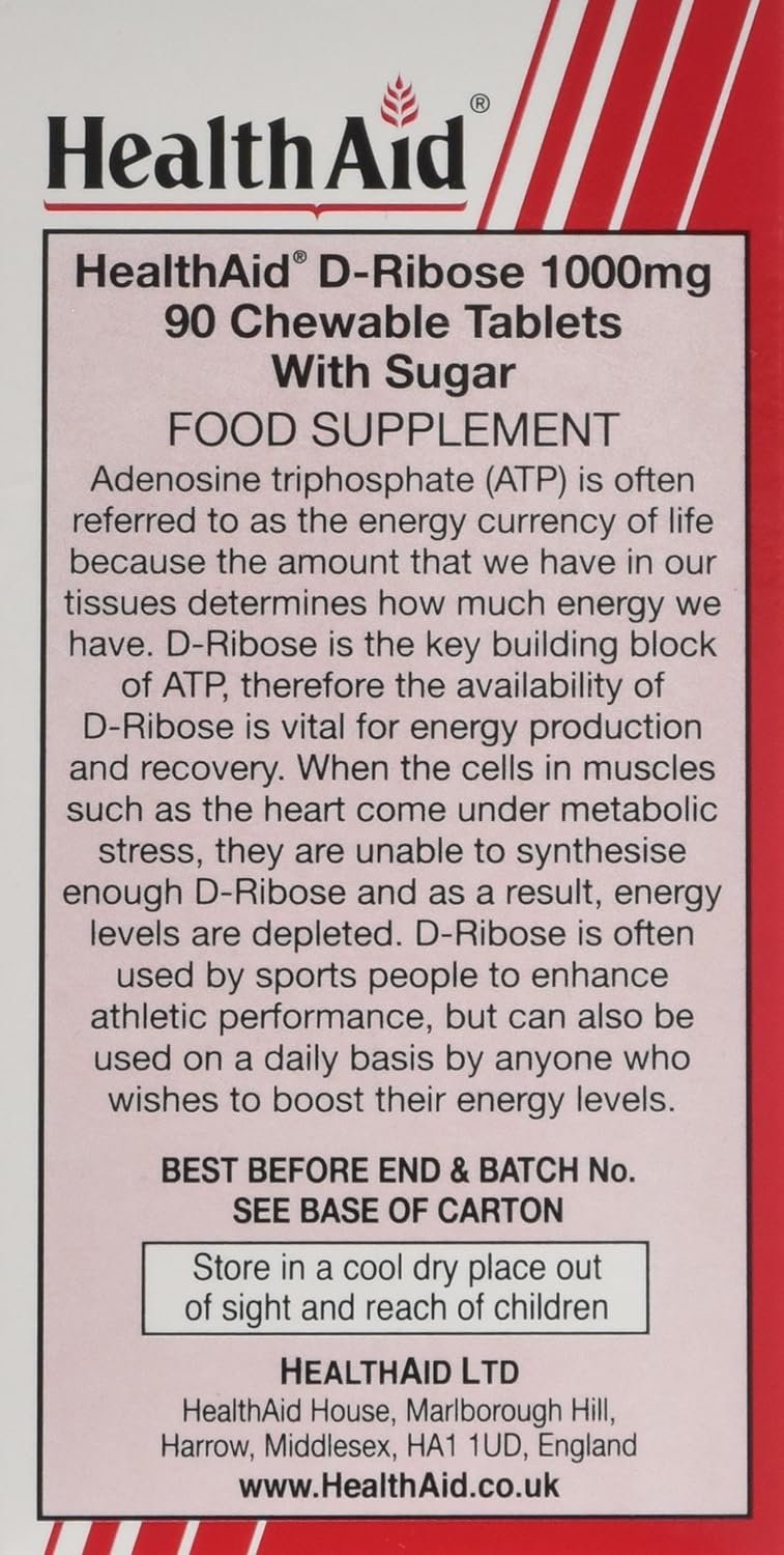 Health Aid D-Ribose | 1000mg Tablets