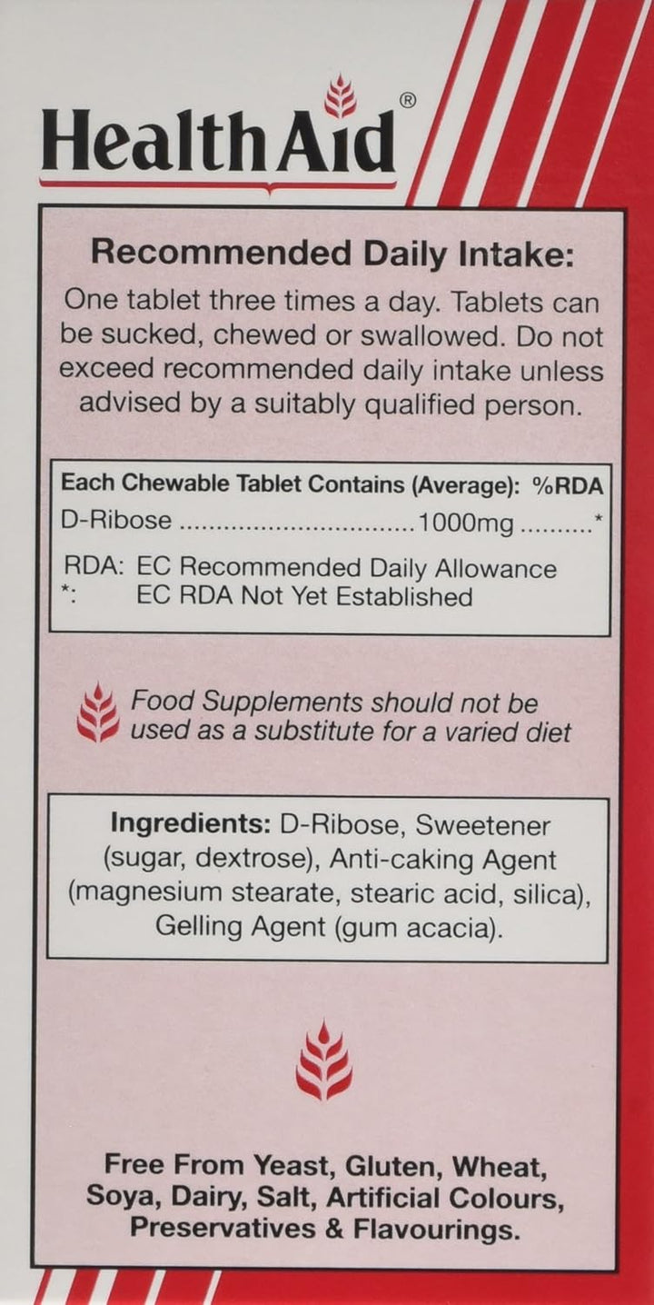 Health Aid D-Ribose | 1000mg Tablets