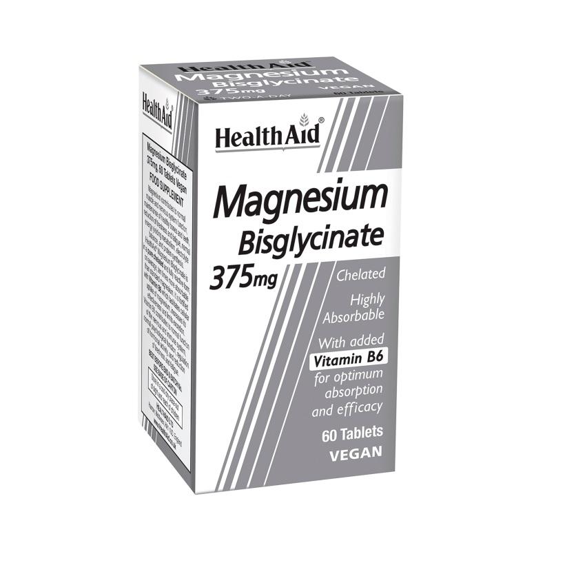 HealthAid Magnesium Bisglycinate 375mg 60 Vegan Tablets