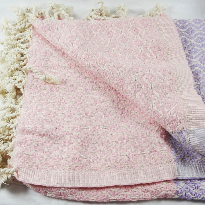 mOrganics Beauty Su Turkish Hammam Peshtemal, Beach Towel Pink &amp; Lilac 100x170cm