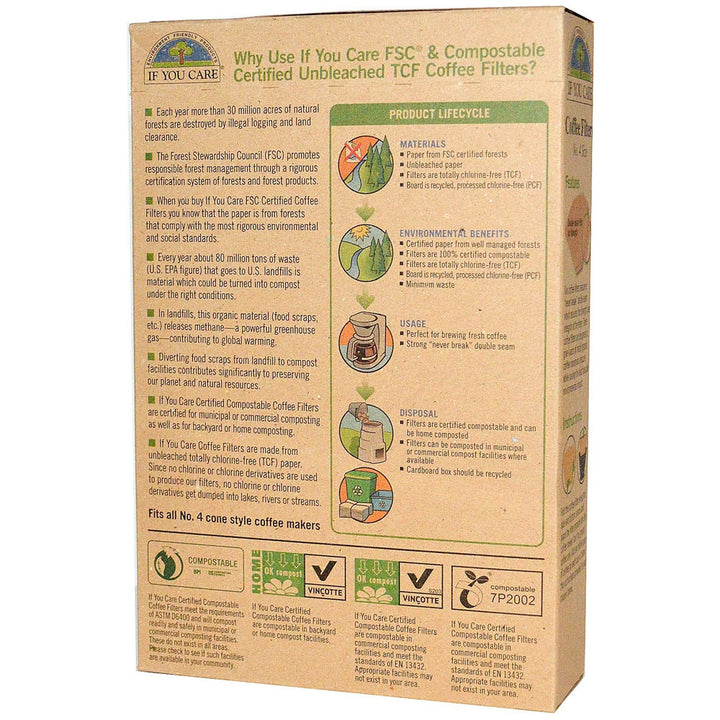 If You Care Coffee Filters No. 4 Unbleached - 100 filters