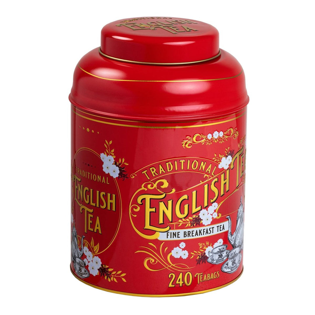 New English Teas Red Vintage Victorian Tin 240 English Breakfast Teas