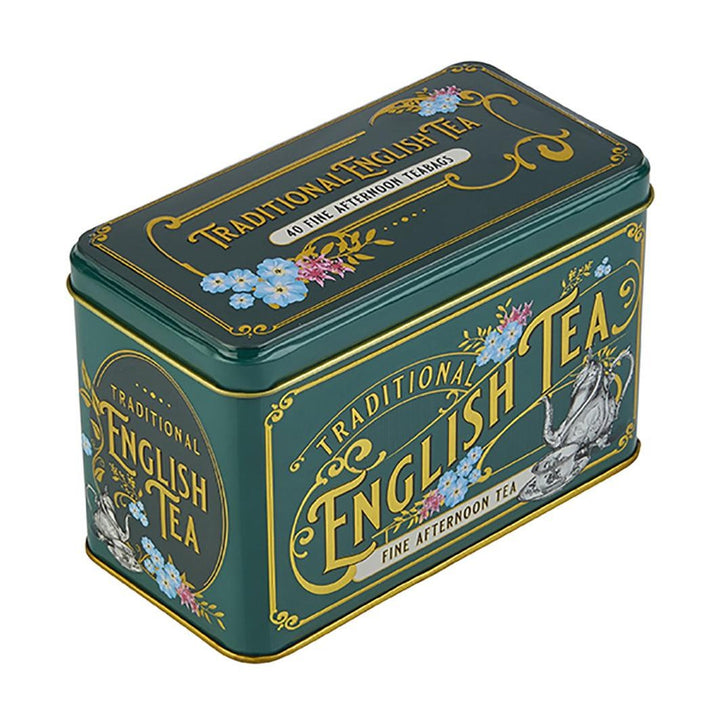 New English Teas Vintage Victorian Bottle-Green Tea Tin with 40 English Afternoon Teabags