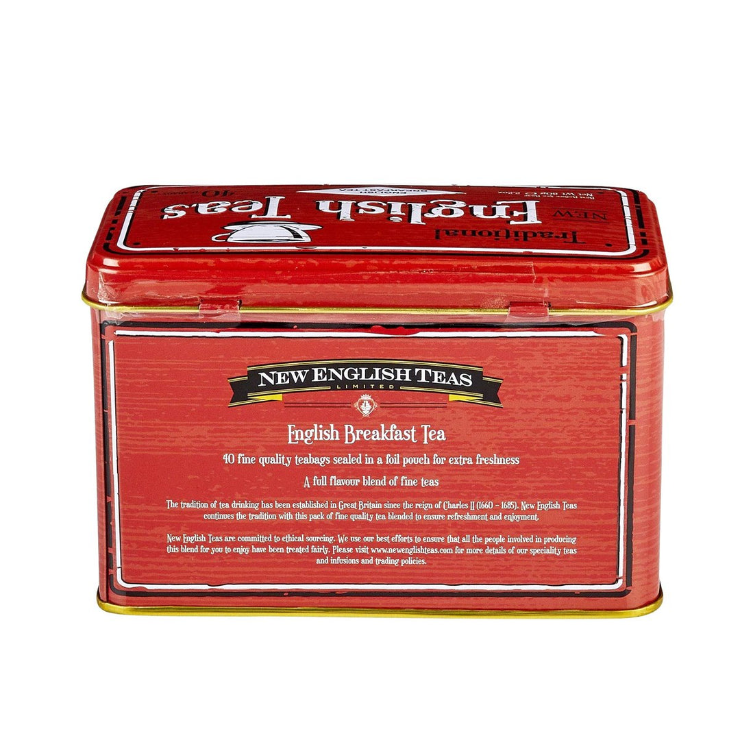 New English Teas Vintage Red Tea Tin with 40 English Breakfast Teabags