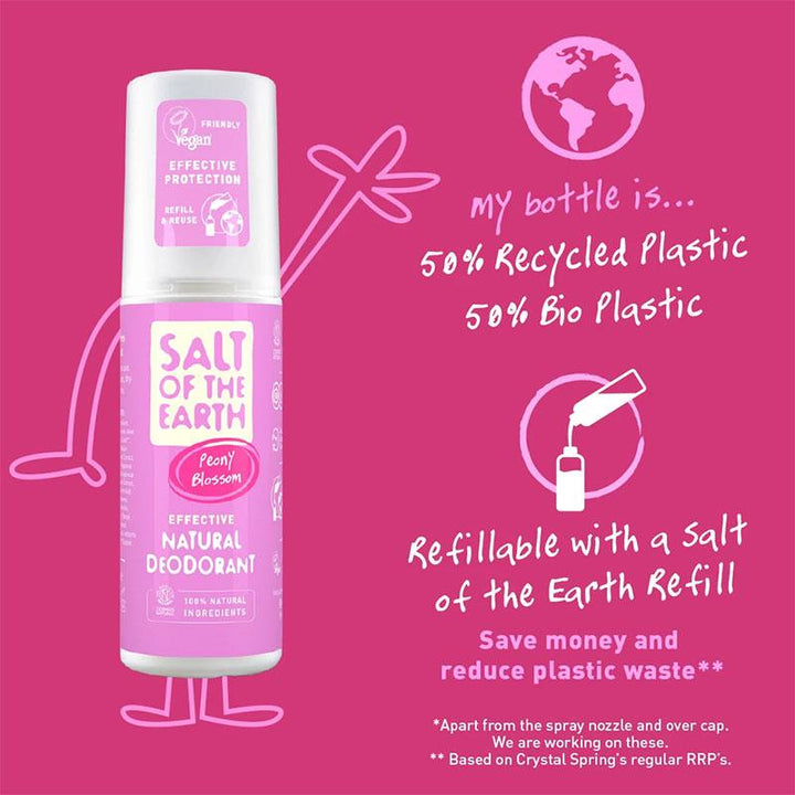 Salt of The Earth Peony Blossom Natural Deodorant Spray 100ml