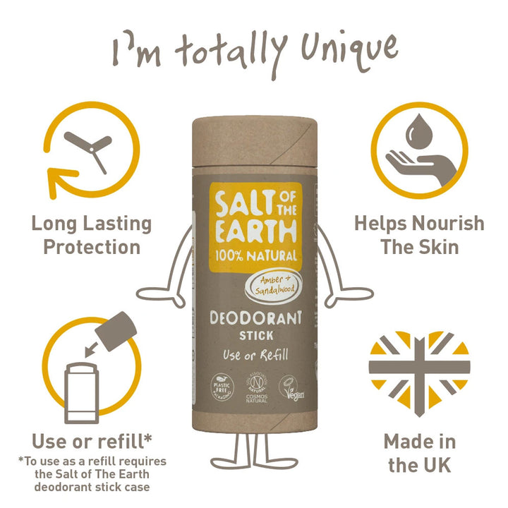 Salt of The Earth Amber + Sandalwood Deodorant Stick 75g