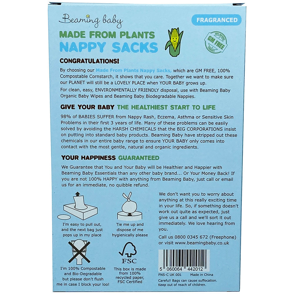 Beaming Baby Bio Degradable Cornstarch  Fragranced 30 Nappy Sacks