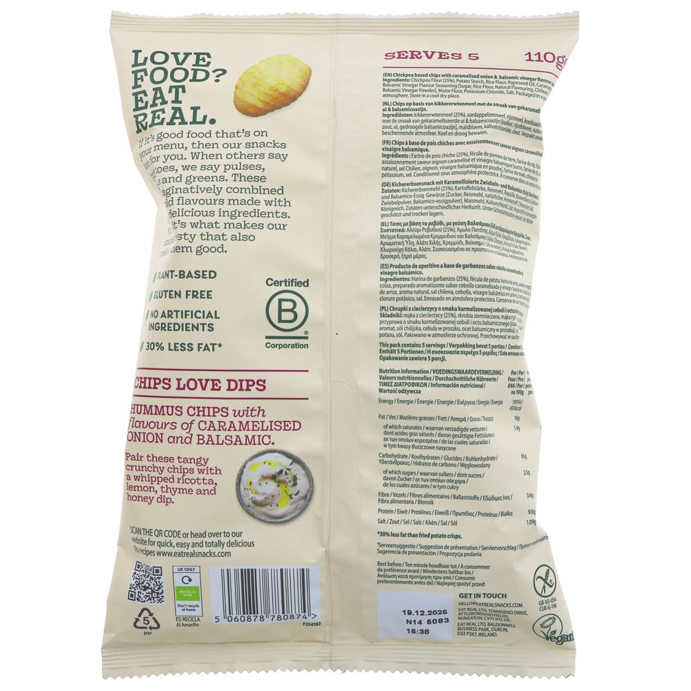 Eat Real Caramelised Onion &amp; Vinegar | 110g | Pack of 1