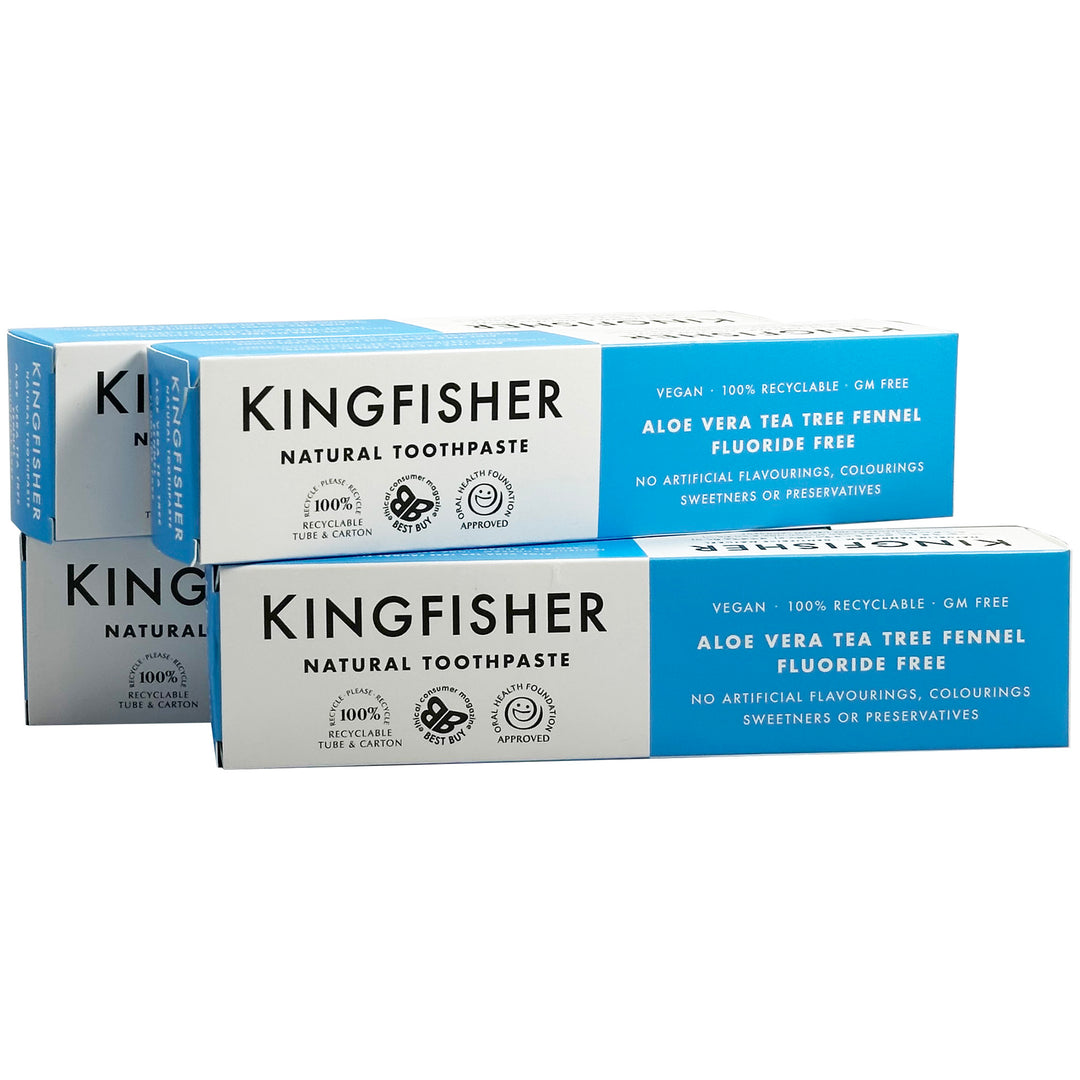 Kingfisher Aloe Vera Tea Tree Mint Toothpaste Fluoride Free 100ml (Pack of 4)