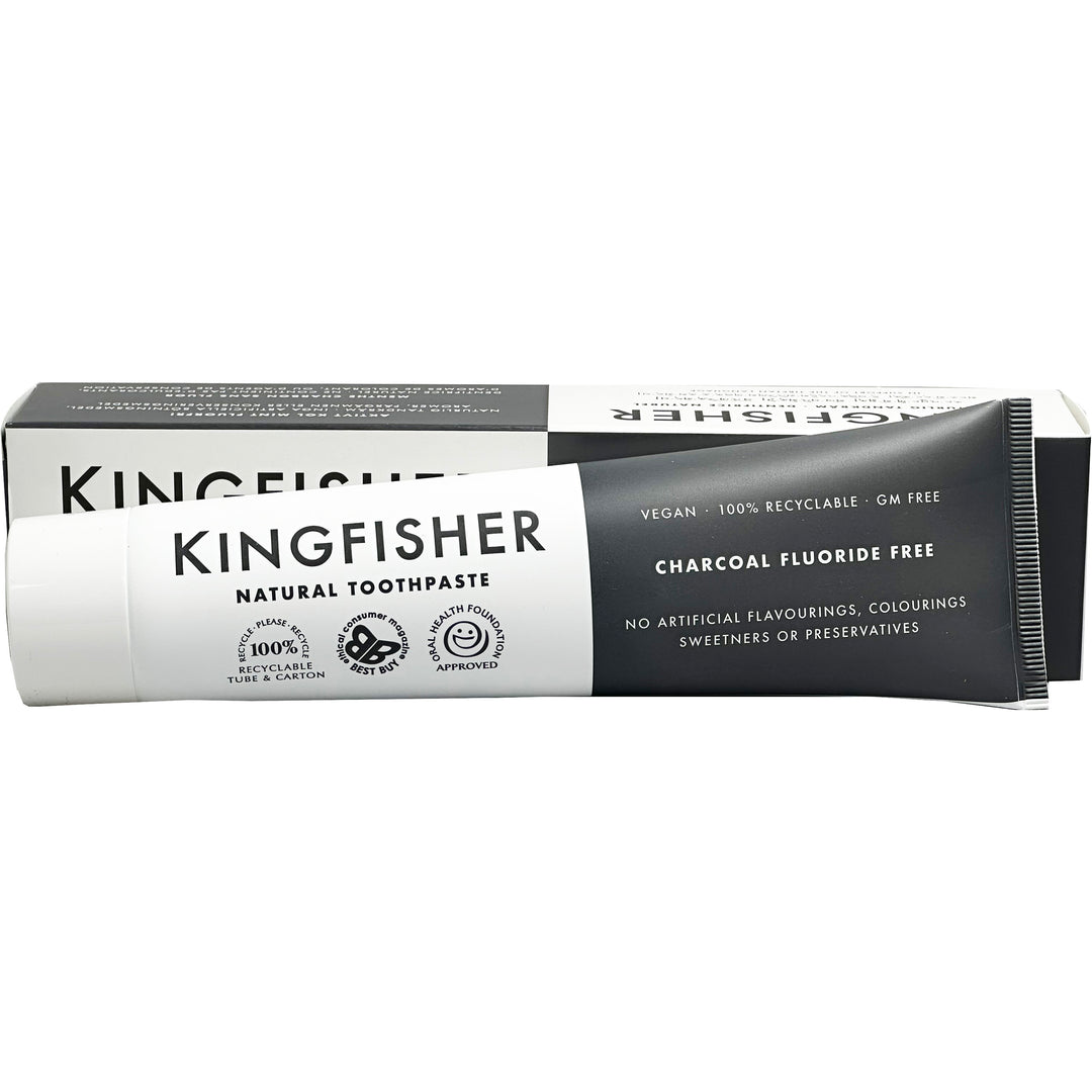 Kingfisher Charcoal Toothpaste Fluoride Free 100ml (Pack of 4)