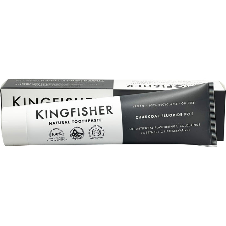 Kingfisher Charcoal Toothpaste Fluoride Free 100ml (Pack of 4)