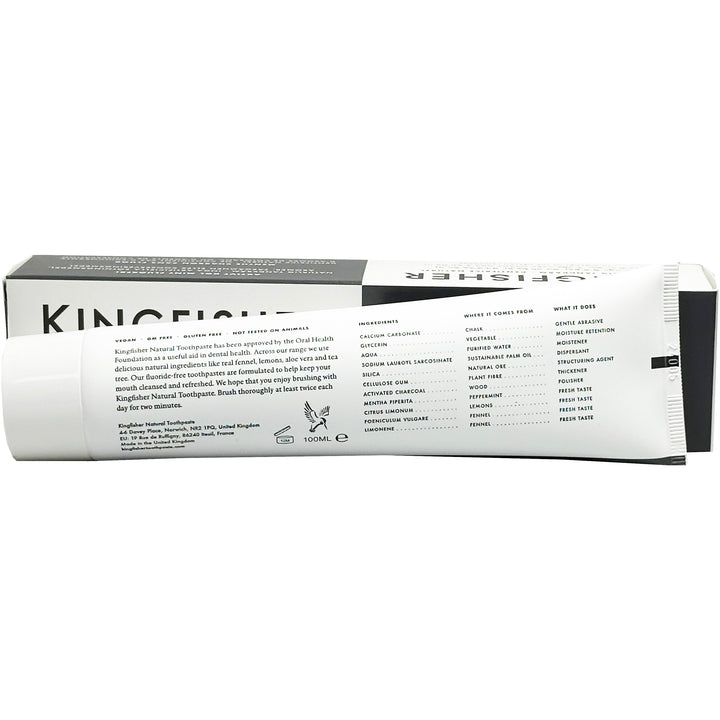 Kingfisher Charcoal Toothpaste Fluoride Free 100ml (Pack of 4)