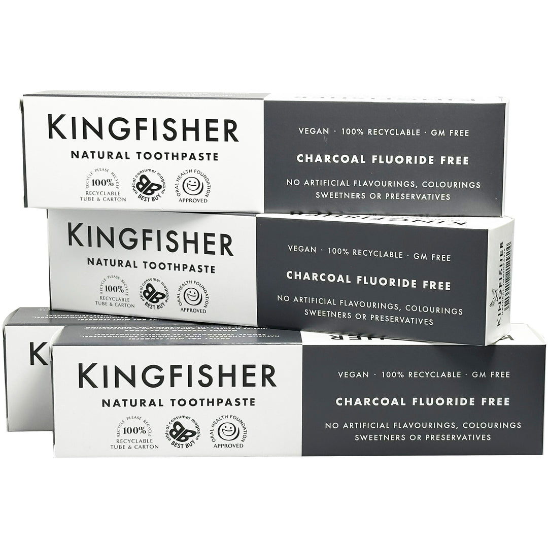 Kingfisher Charcoal Toothpaste Fluoride Free 100ml (Pack of 4)