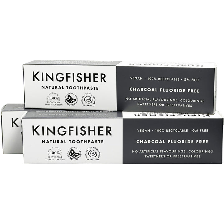 Kingfisher Charcoal Toothpaste Fluoride Free 100ml (Pack of 3)