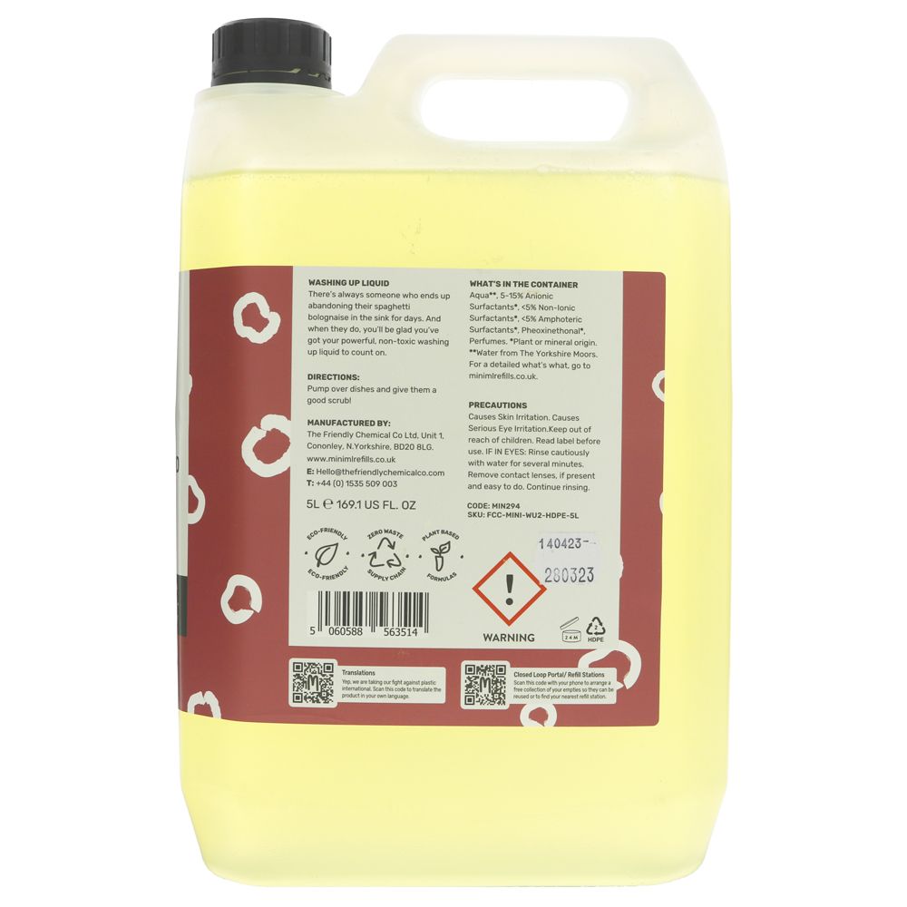Miniml Washing Up Liquid Rhubarb Lemon | 5L