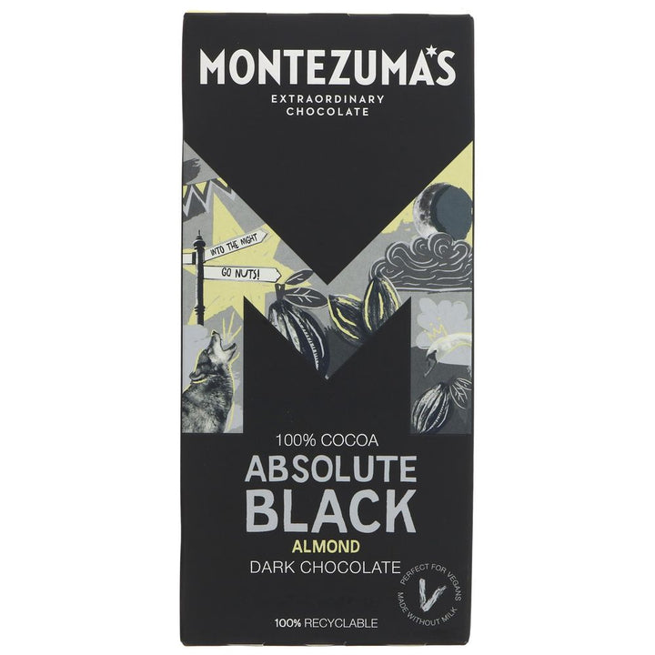 Montezumas Absolute Black- Almonds C/Nibs | 90g