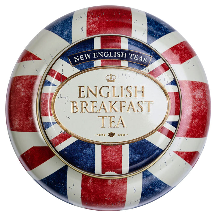 New English Teas Union Jack Round Tea Caddy With 80 English Breakfast Teabags