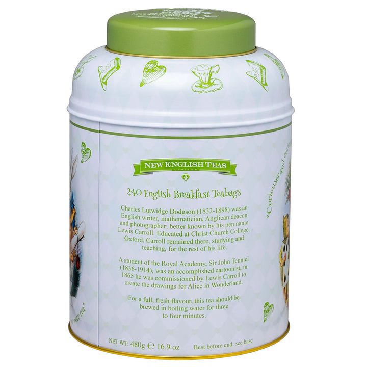 New English Teas Alice in Wonderland Tea Caddy With 80 English Breakfast Teabags (MD02)