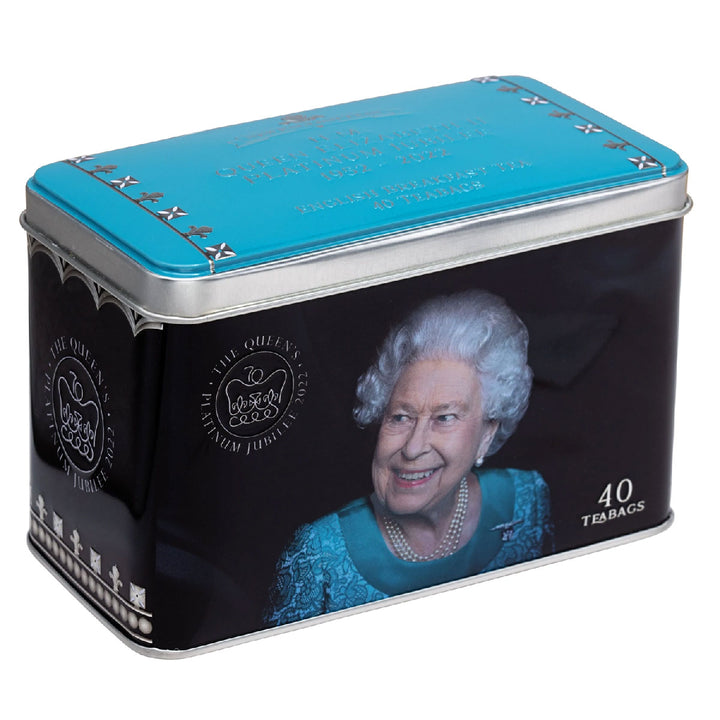 New English Teas Queen Elizabeth II Platinum Jubilee 2022 English Breakfast Tea Tin 40 Teabags