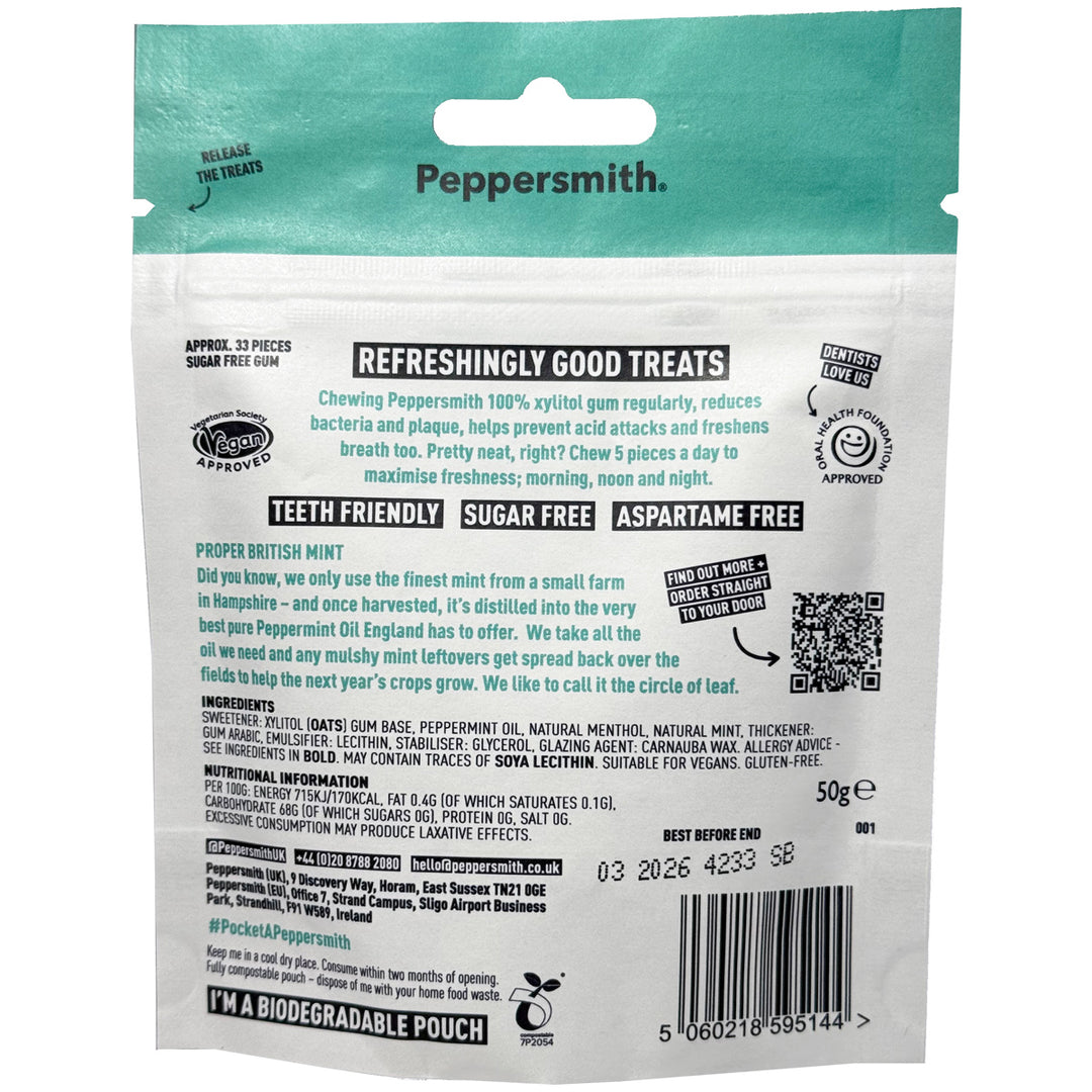 Peppersmith English Peppermint Chewing Gum Mighty Box 50g