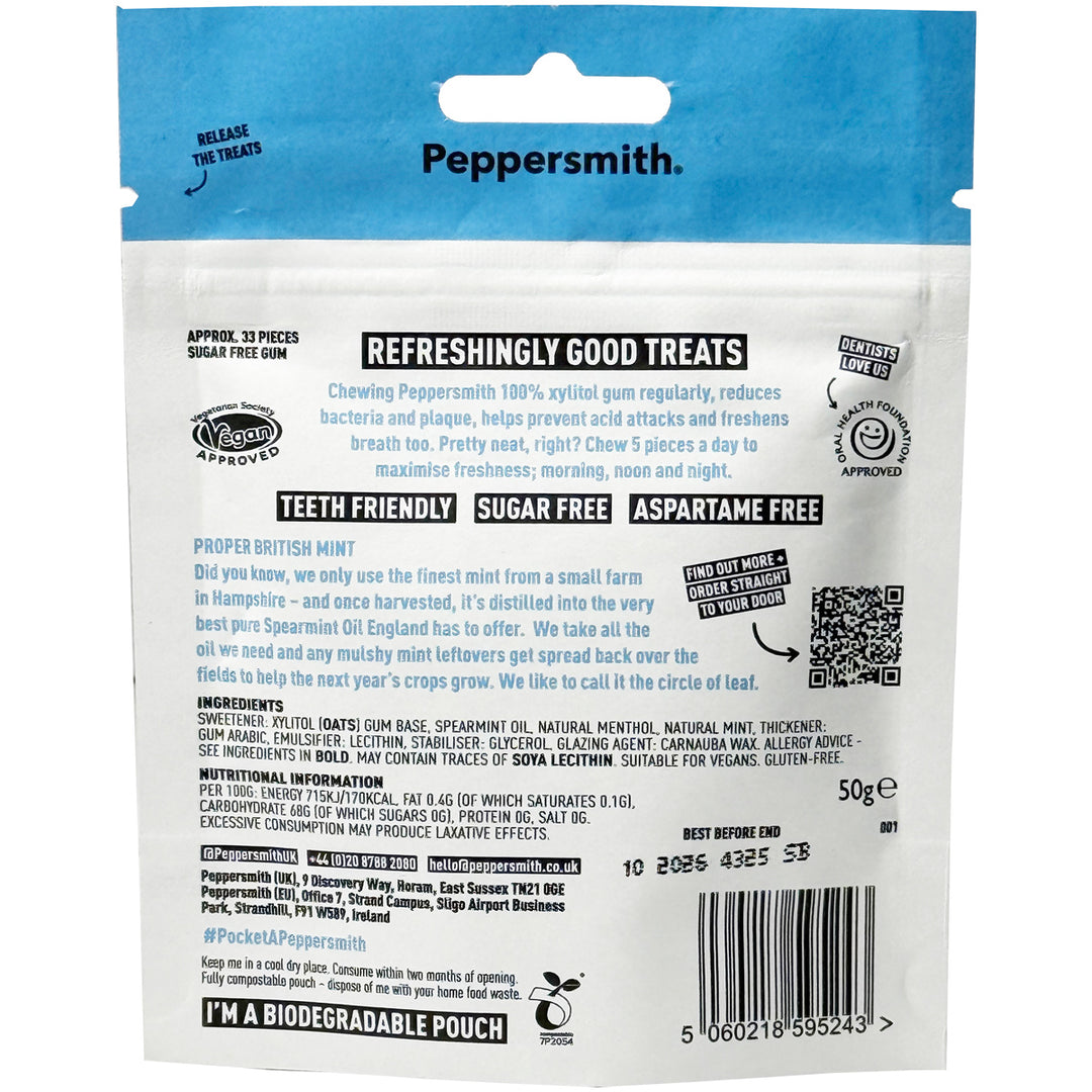 Peppersmith English Spearmint Chewing Gum Mighty Box 50g