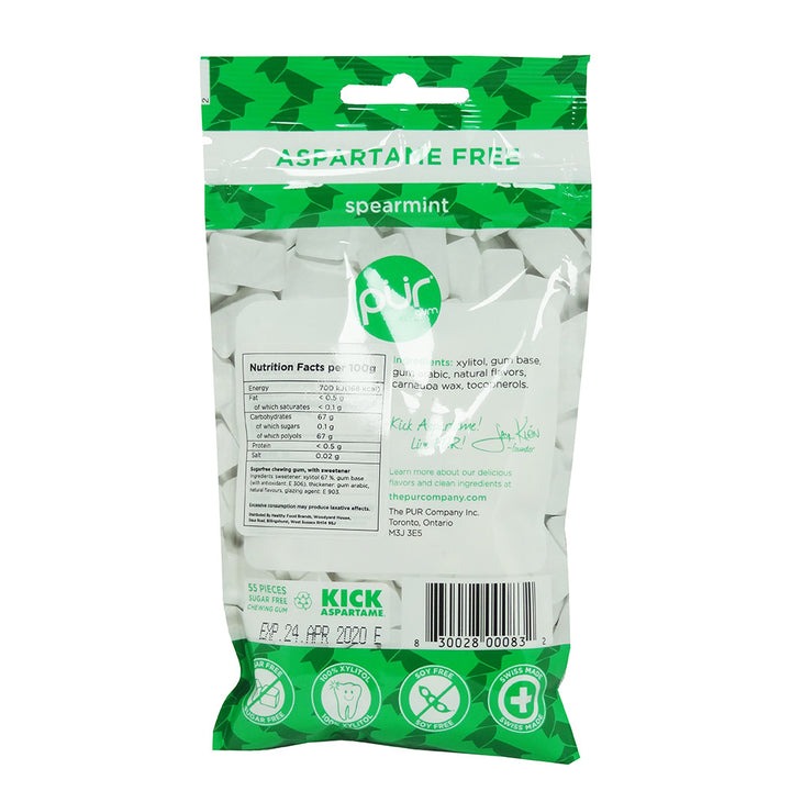 Pur Gum Spearmint Sugar Free Chewing Gum 77g (55 Pieces)