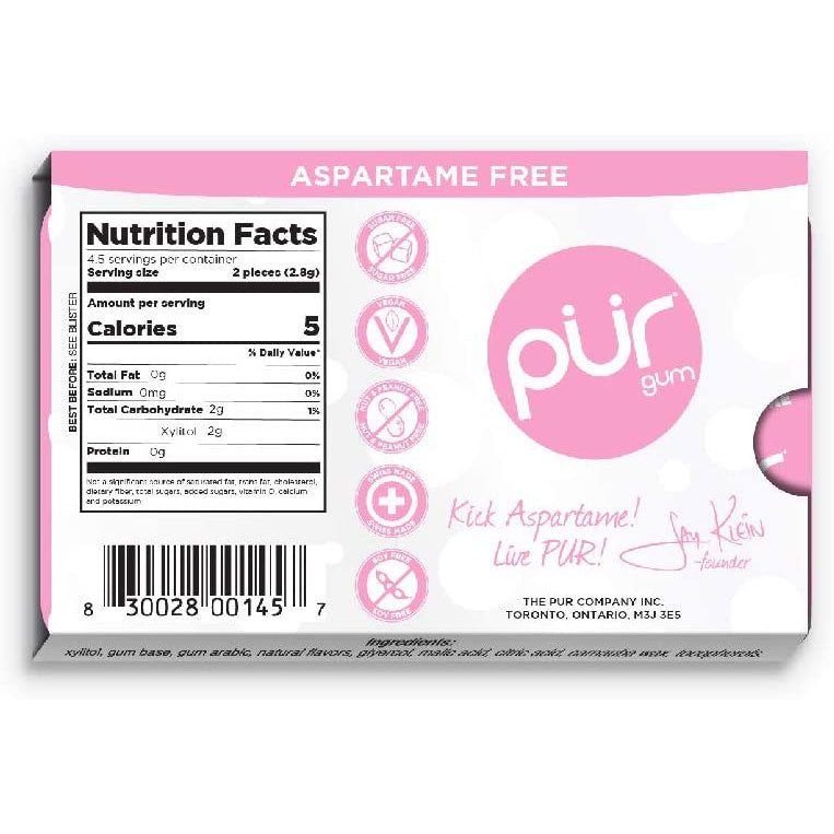 Pur Gum Bubblegum Blister Pack 9 Pieces