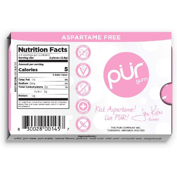 Pur Gum Bubblegum Blister Pack 9 Pieces