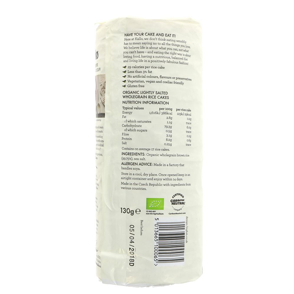 Kallo Original Wholegrain Rice Cakes | 130g