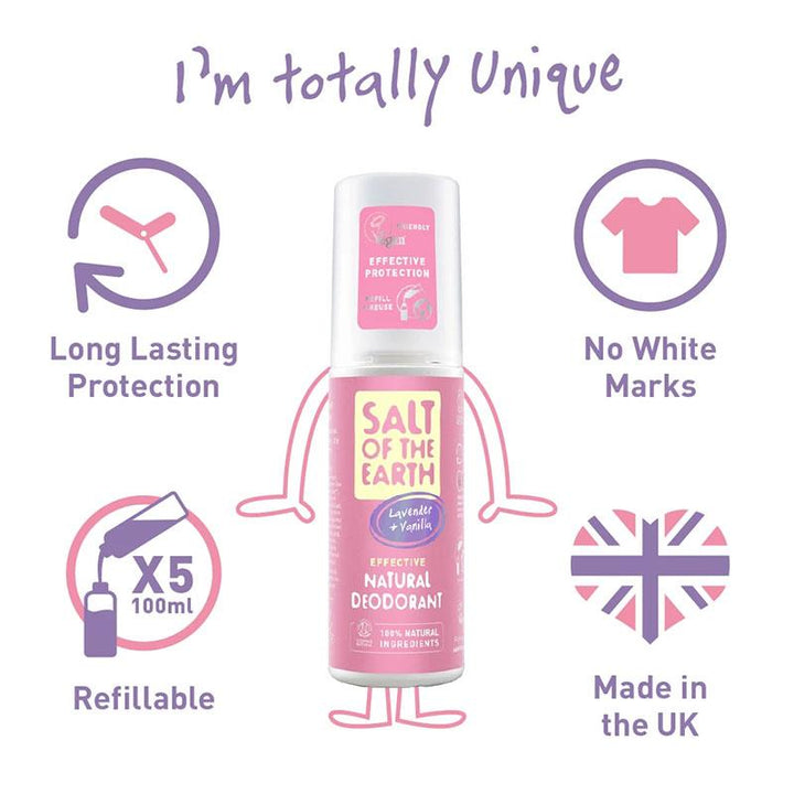 Salt of The Earth Lavender &amp; Vanilla Natural Deodorant Spray 100ml