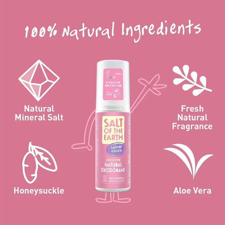 Salt of The Earth Lavender &amp; Vanilla Natural Deodorant Spray 100ml