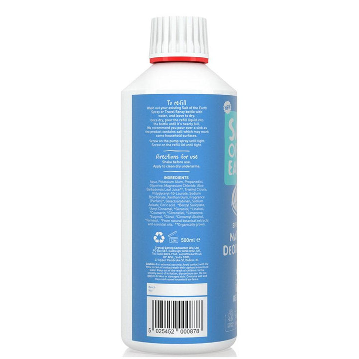 Salt of The Earth Ocean + Coconut Natural Deodorant - Spray Bottle 100ml &amp; Refill Bottle 500ml Bundle