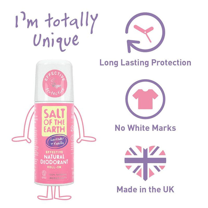 Salt of The Earth Lavender &amp; Vanilla Natural Roll-On Deodorant 75ml