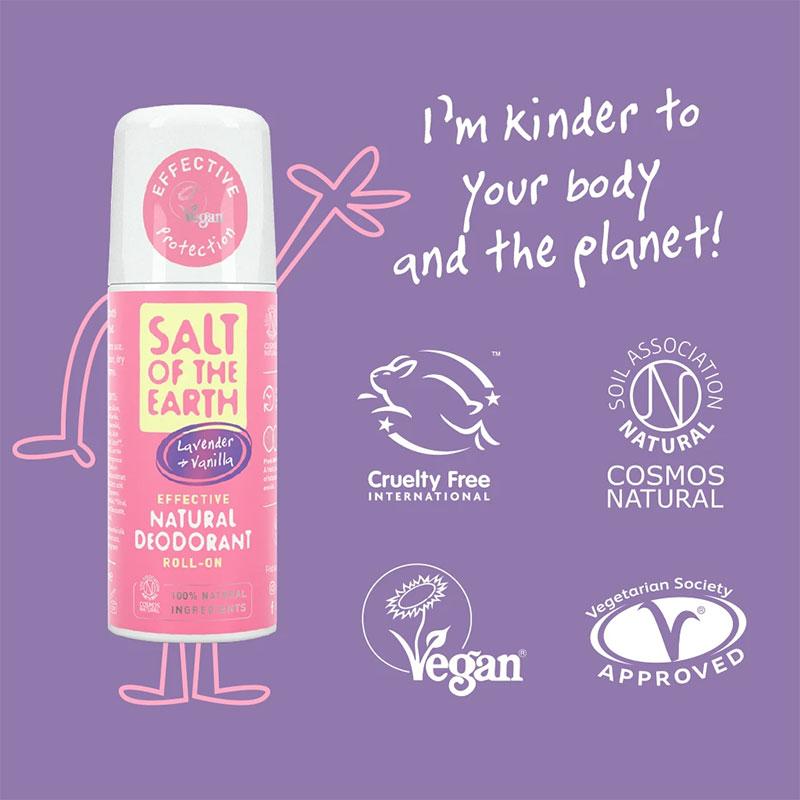 Salt of The Earth Lavender &amp; Vanilla Natural Roll-On Deodorant 75ml
