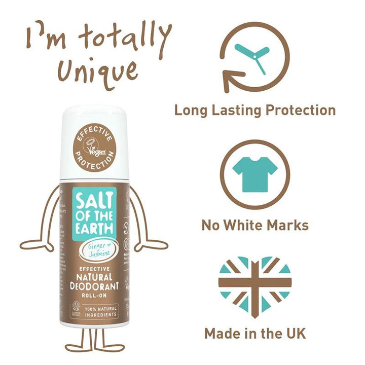 Salt of The Earth Ginger &amp; Jasmine Natural Roll-on Deodorant 75ml