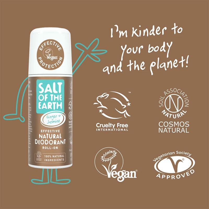 Salt of The Earth Ginger &amp; Jasmine Natural Roll-on Deodorant 75ml
