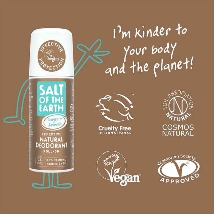 Salt of The Earth Ginger &amp; Jasmine Natural Roll-on Deodorant 75ml