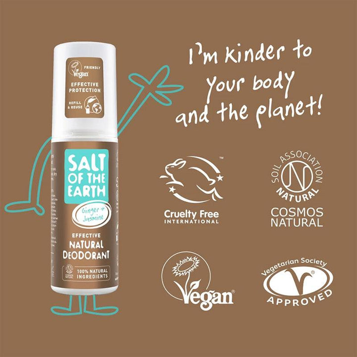 Salt of The Earth Ginger &amp; Jasmine Natural Spray Deodorant 100ml
