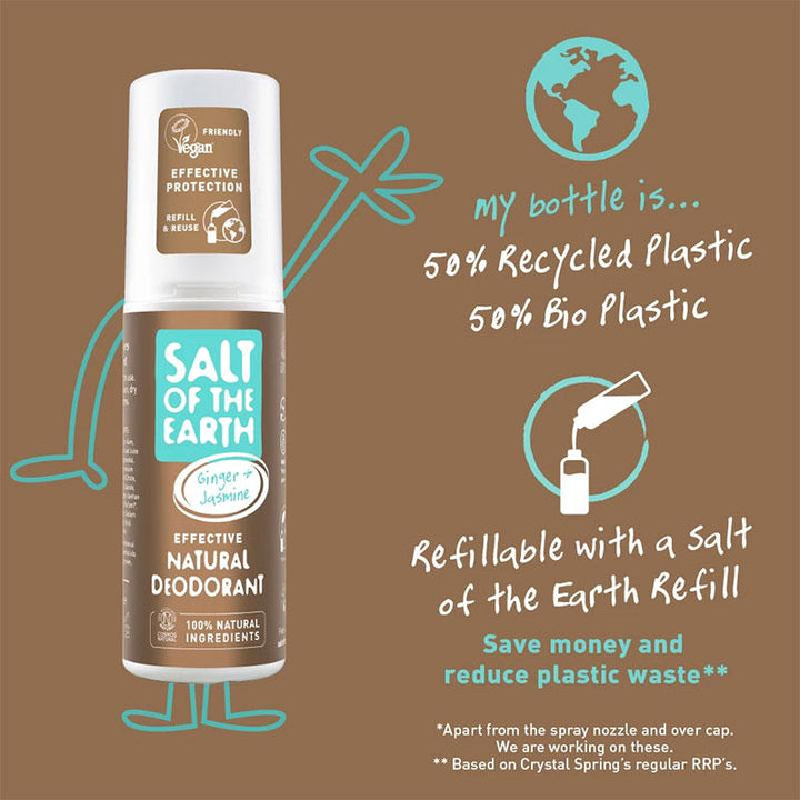 Salt of The Earth Ginger &amp; Jasmine Natural Spray Deodorant 100ml