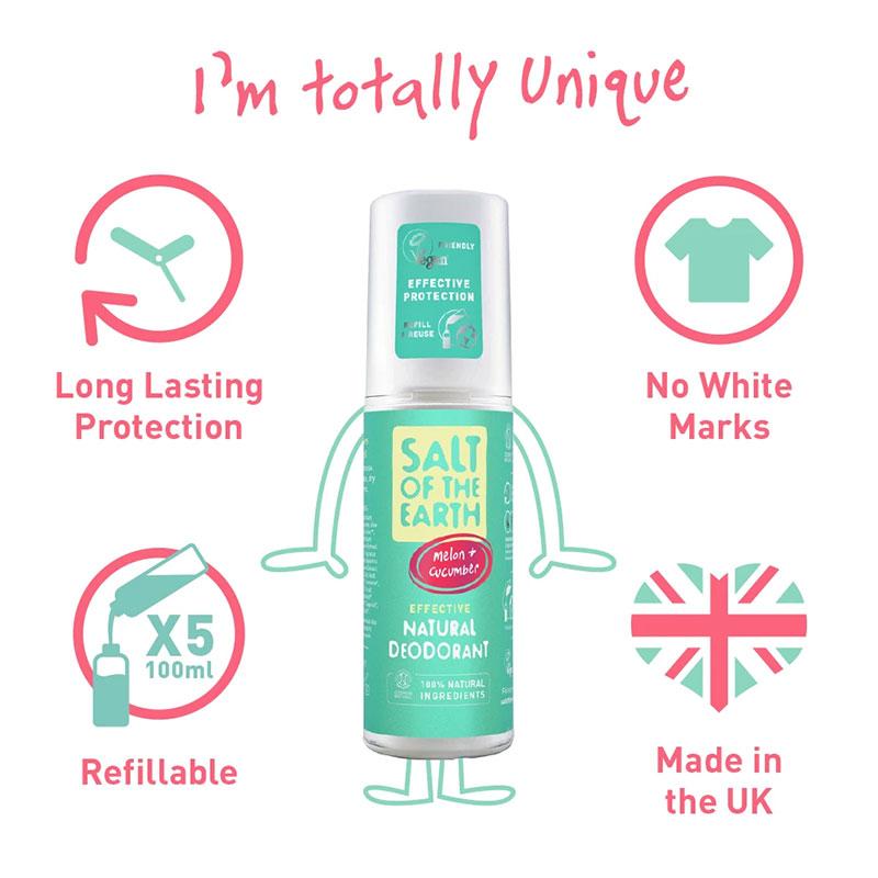 Salt of The Earth Pure Aura Melon and Cucumber Spray Deodorant 100ml