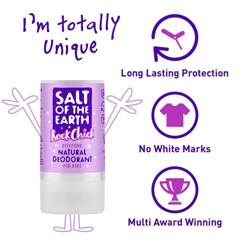 Salt of The Earth Rock Chick Crystal Stick Deodorant For Girls 90g