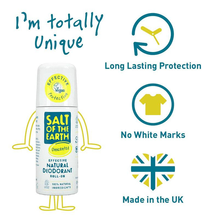 Salt of The Earth Unscented Natural Roll-on Deodorant 75ml
