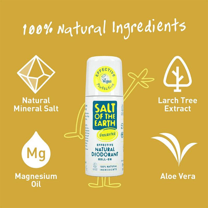 Salt of The Earth Unscented Natural Roll-on Deodorant 75ml
