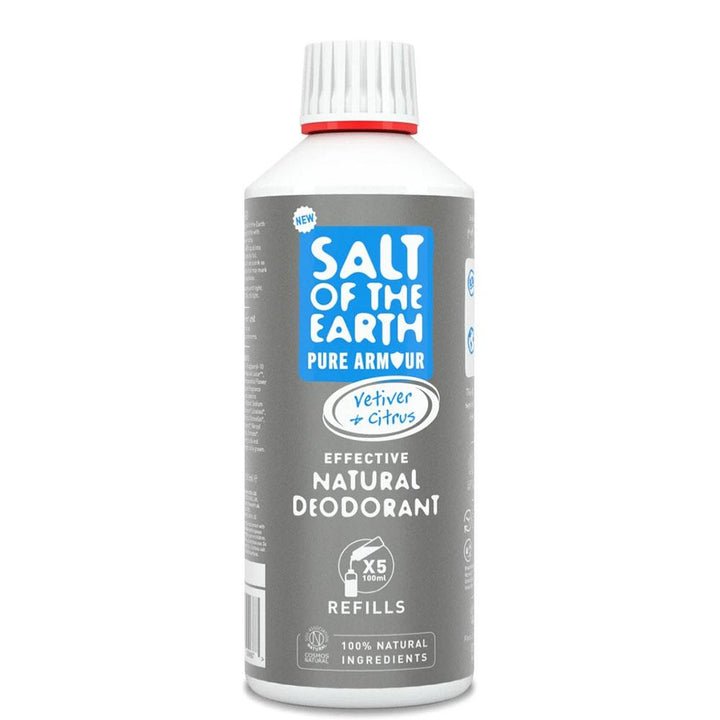 Salt of The Earth Pure Armour Vetiver &amp; Citrus Deodorant Refill Bottle 500ml