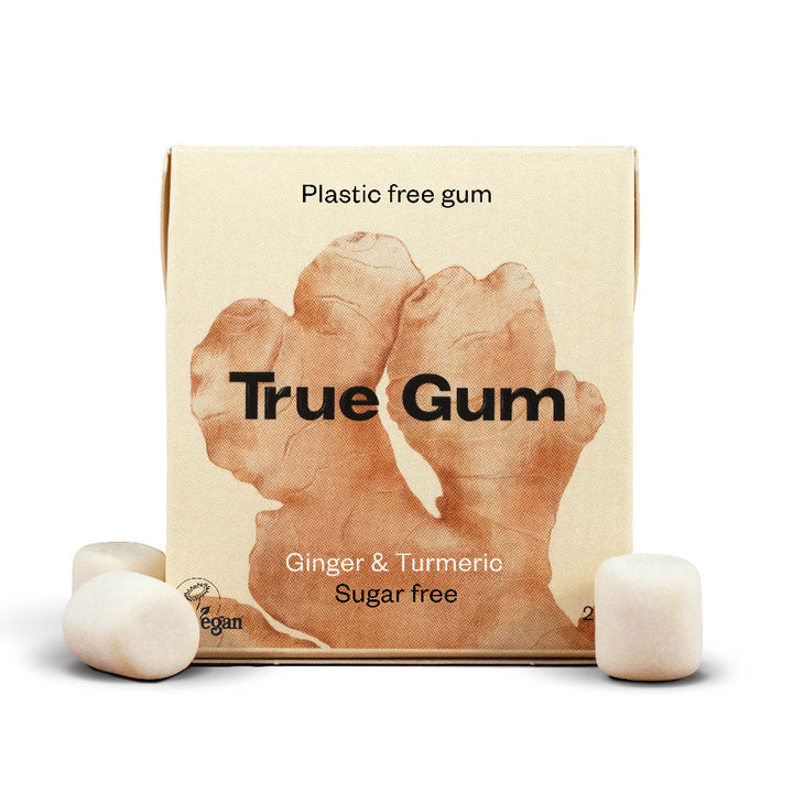 True Gum Plastic Free Chewing Gum - Ginger &amp; Turmeric 21g
