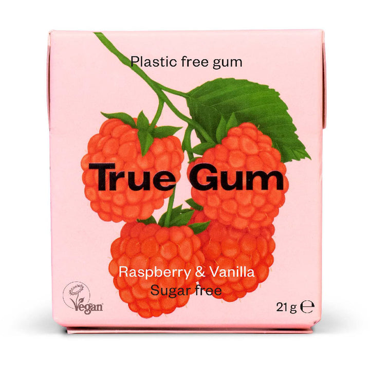 True Gum Plastic Free Chewing Gum - Raspberry &amp; Vanilla 21g