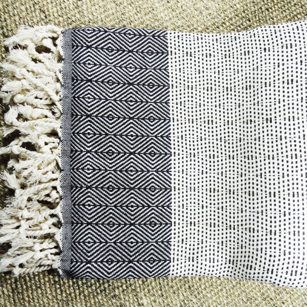 mOrganics Beauty Nefes Peshtemal, Beach Towel Black 100x180cm 100% Cotton