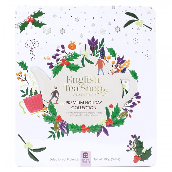 English Tea Shop Premium Holiday Collection White Gift Tin - 72 Tea Bag Sachets