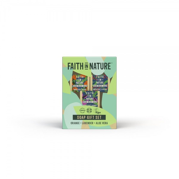 Faith in Nature Soap bar Gift set 3 Soap Bars  (Aloe vera, Orange,Lavender soap)